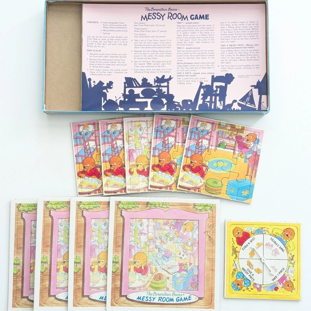 Berenstain Bears Messy Room Board Game 1989 Complete Vintage Puzzle Game EUC!